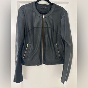 Via Spiga Collarless Leather Jacket with Knit Back (XL)